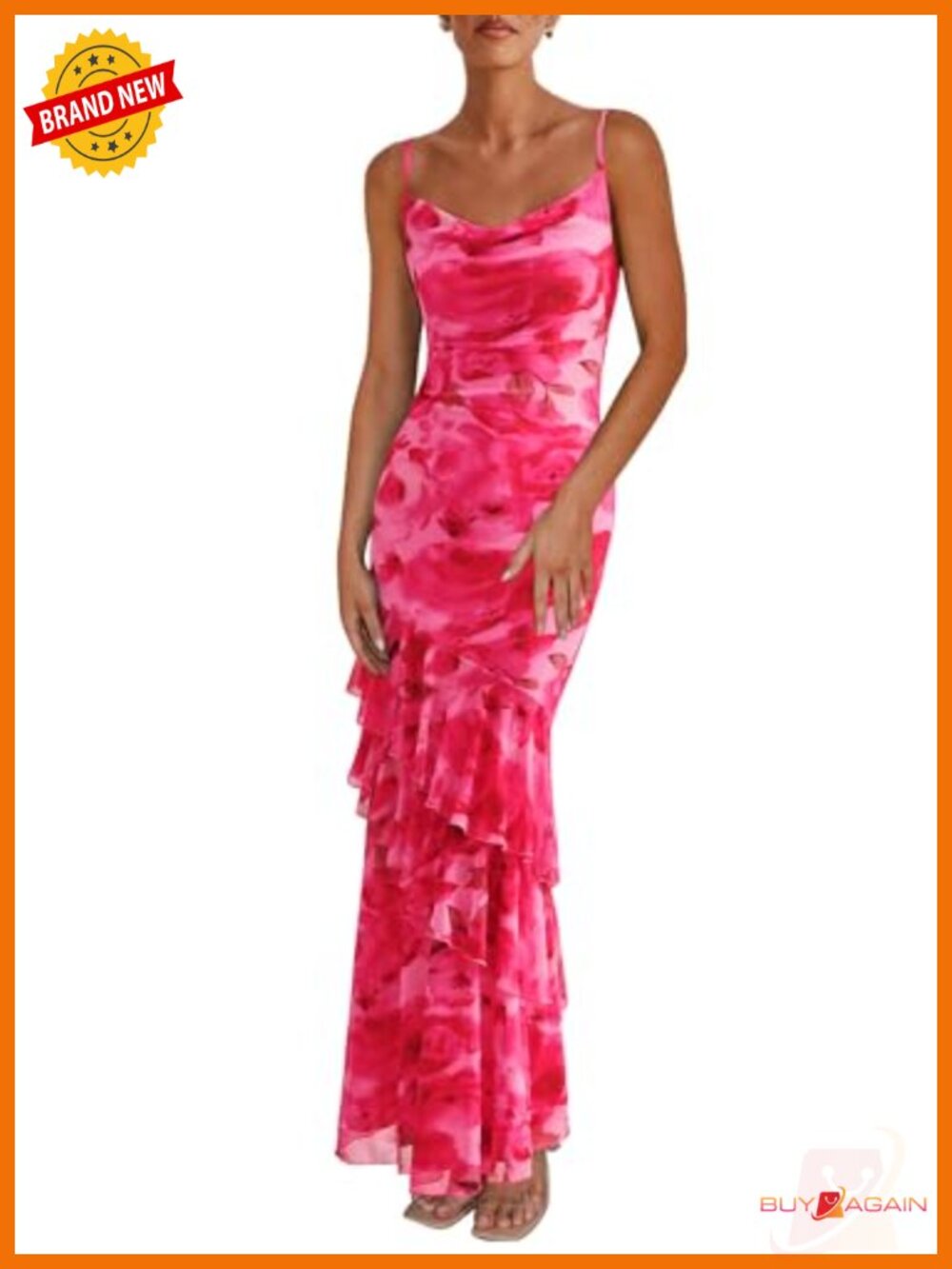 Boho Floral Tiered Maxi Dress Sleeveless Bodycon Sundress
